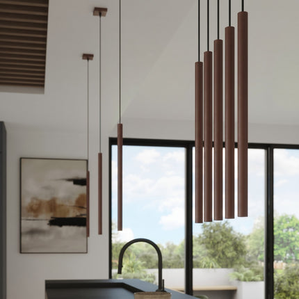 Suspension Halo 2 double tube acier brun chocolat, mise en situation 3