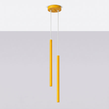 Suspension Halo 2 double tube acier jaune ambré, vue en situation