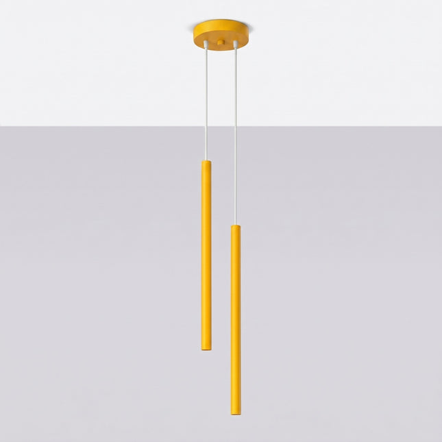 Suspension Halo 2 double tube acier jaune ambré, vue en situation