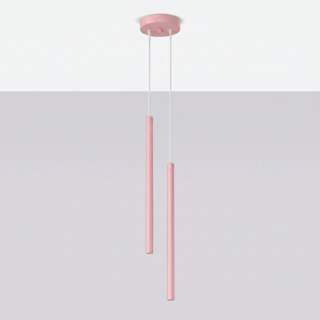 Suspension Halo 2 double tube acier rose poudré, vue en situation