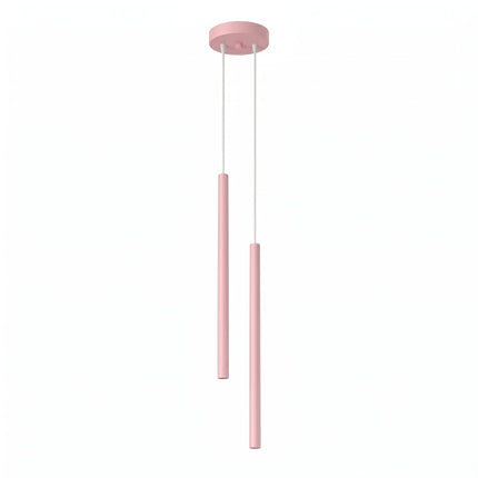 Suspension Halo 2 double tube acier rose poudré, packshot sur fond blanc