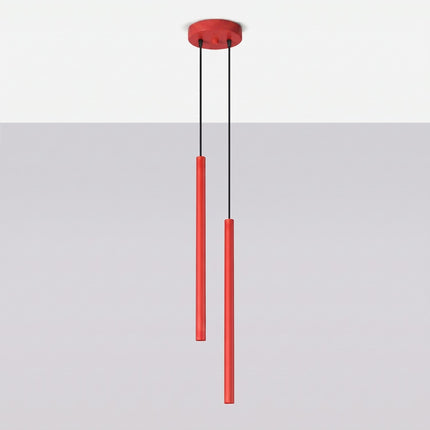 Suspension Halo 2 double tube acier rouge vif, vue en situation