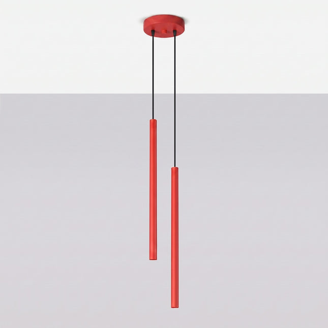 Suspension Halo 2 double tube acier rouge vif, vue en situation