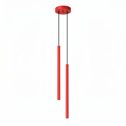 Suspension Halo 2 double tube acier rouge vif, packshot sur fond blanc