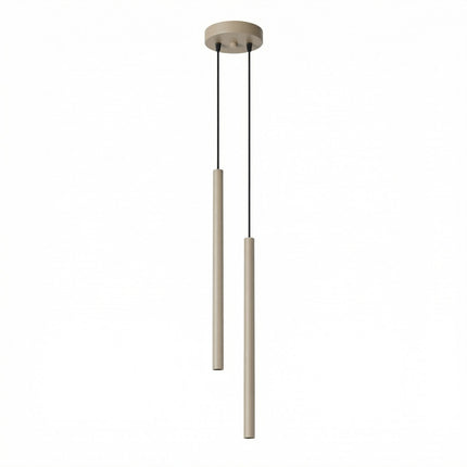 Suspension Halo 2 double tube acier taupe, packshot sur fond blanc