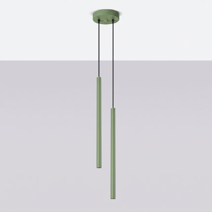 Suspension Halo 2 double tube acier vert sauge, vue en situation