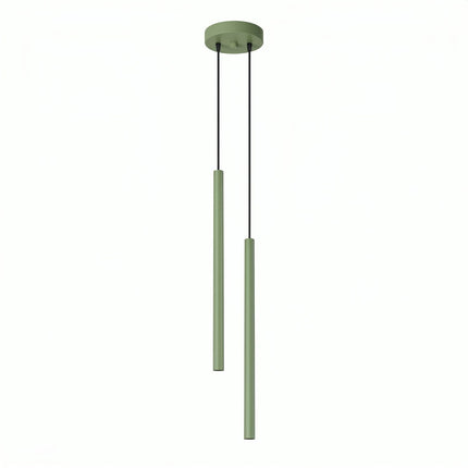 Suspension Halo 2 double tube acier vert sauge, packshot sur fond blanc
