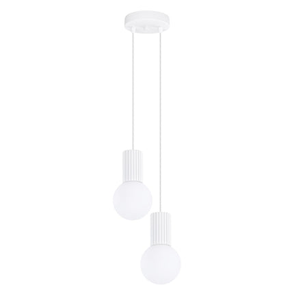 Suspension Halo 2 globes en grappe blanche, packshot sur fond blanc