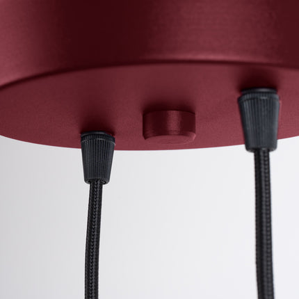Suspension Halo 2 globes en grappe bordeaux, détail de la fixation