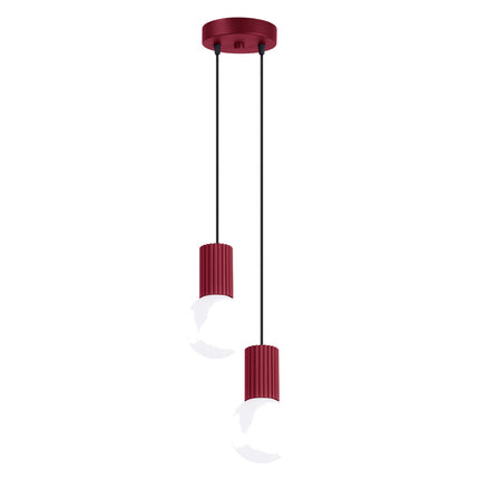 Suspension Halo 2 globes en grappe bordeaux, packshot sur fond blanc