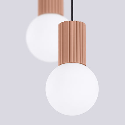 Suspension Halo 2 globes en grappe moka, packshot de trois quarts