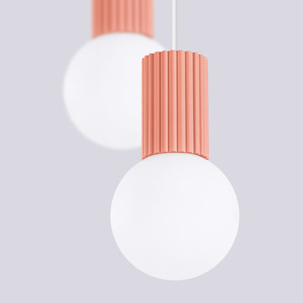 Suspension Halo 2 globes en grappe pêche, packshot de trois quarts
