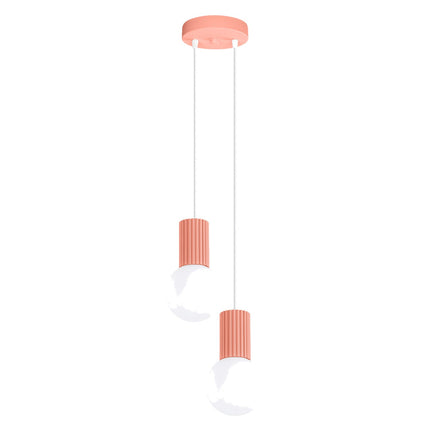 Suspension Halo 2 globes en grappe pêche, packshot sur fond blanc