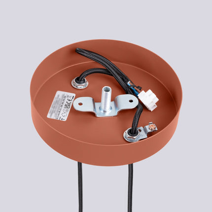 Suspension Halo 2 globes en grappe rouge ocre, mécanisme et platine de montage