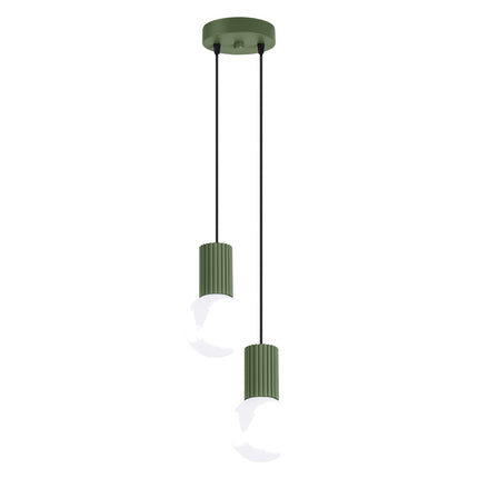 Suspension Halo 2 globes en grappe vert olive, packshot sur fond blanc