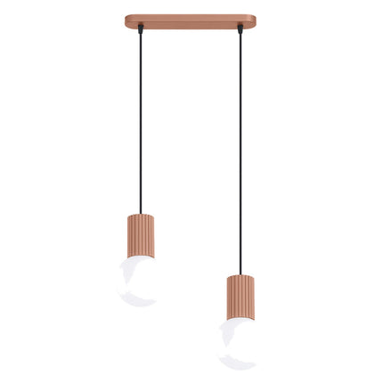 Suspension Halo 2 globes sur barre moka, packshot sur fond blanc