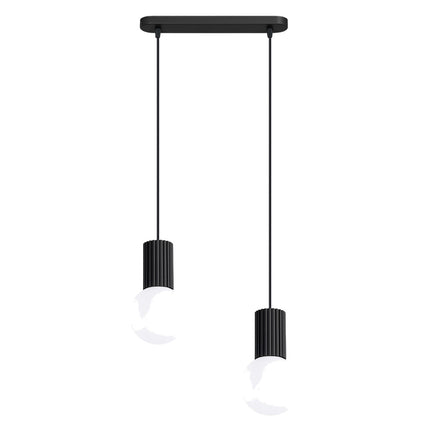 Suspension Halo 2 globes sur barre noire, packshot sur fond blanc