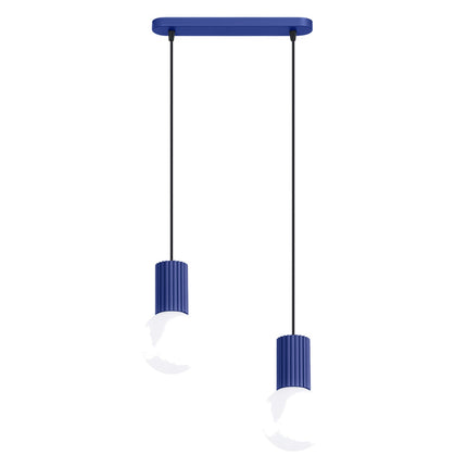 Suspension Halo 2 globes sur barre outremer, packshot sur fond blanc
