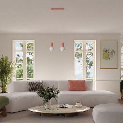 Suspension Halo 2 globes sur barre pêche au-dessus d'une table à manger