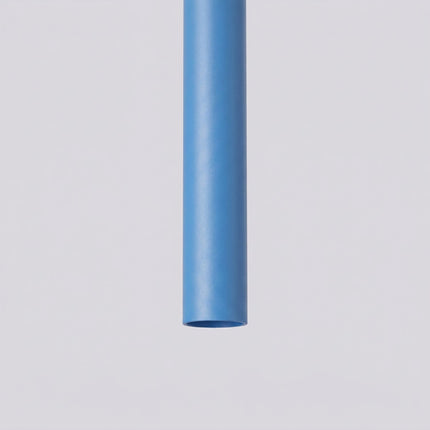 suspension halo 2 tubes étagés bleu azur en acier, vue de détail