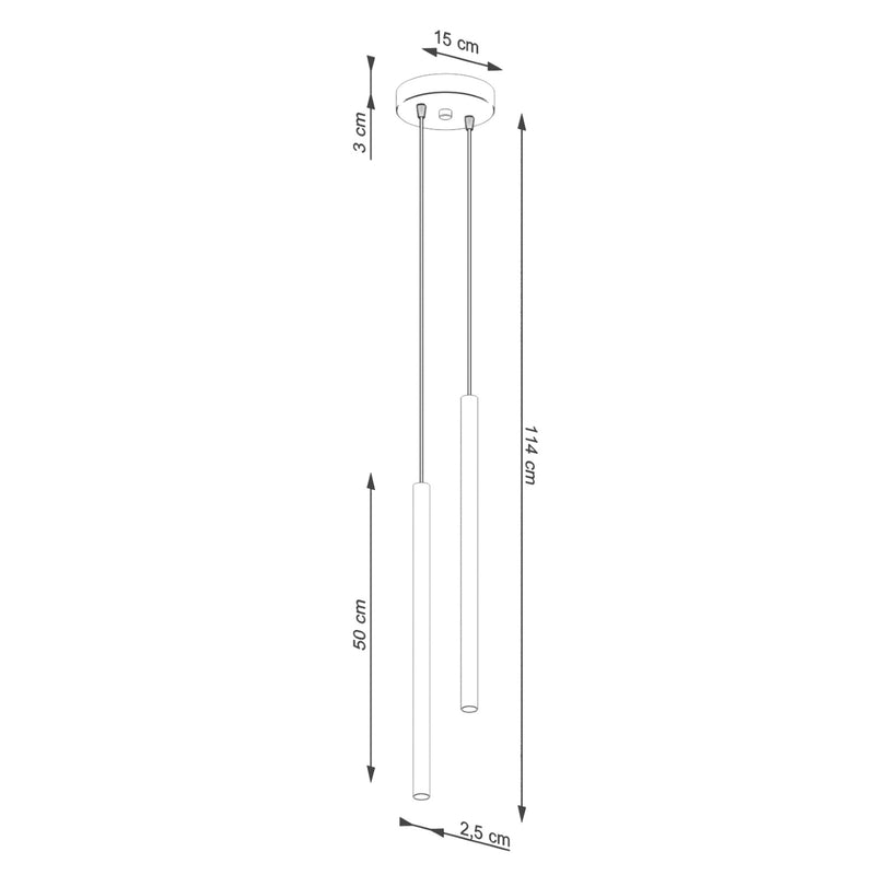 Dimensions Suspension Halo 2 Tubes Étagés Vert Olive en Acier