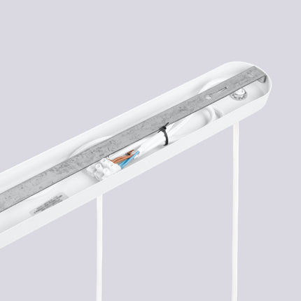 Suspension Halo 3 globes sur barre blanche, mécanisme et platine de montage