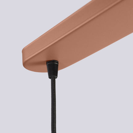Suspension Halo 3 globes sur barre moka, détail de la fixation
