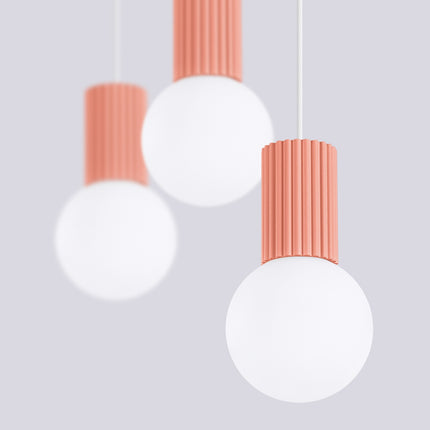 Suspension Halo 3 globes sur barre pêche, packshot de trois quarts