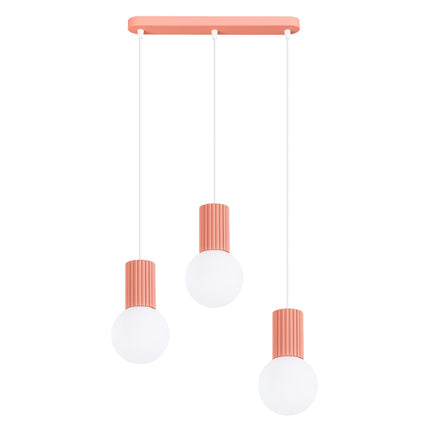 Suspension Halo 3 globes sur barre pêche, packshot sur fond blanc