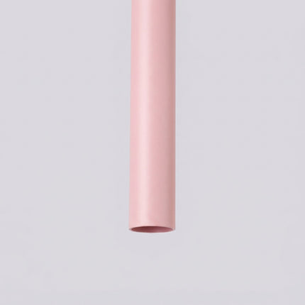 suspension halo 3 tubes étagés rose poudré en acier, vue de détail
