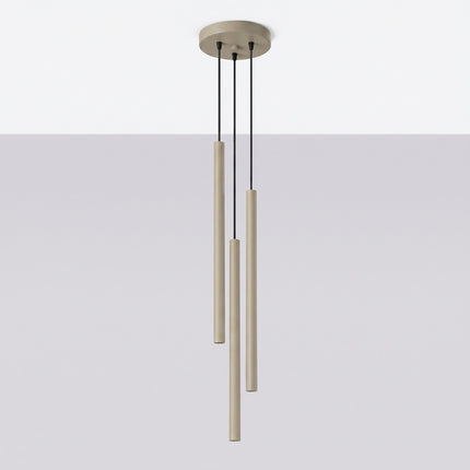 suspension halo 3 tubes étagés taupe en acier, vue en situation