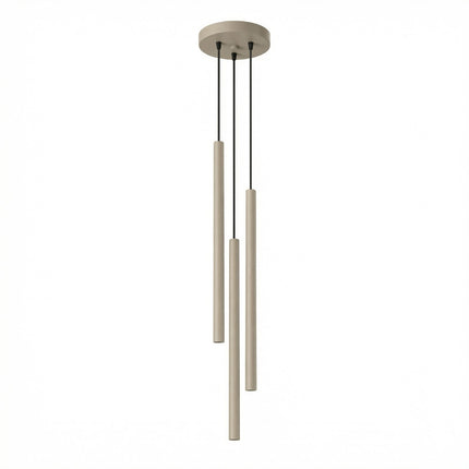 suspension halo 3 tubes étagés taupe en acier, packshot sur fond blanc