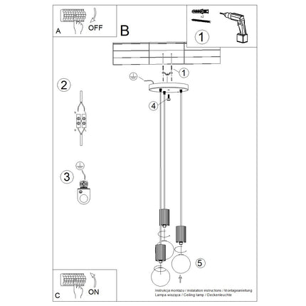 Suspension Halo 3P Blanche, luminaire 3 globes verre opalin et aluminium blanc mat, vue laterale de la composition en cascade
