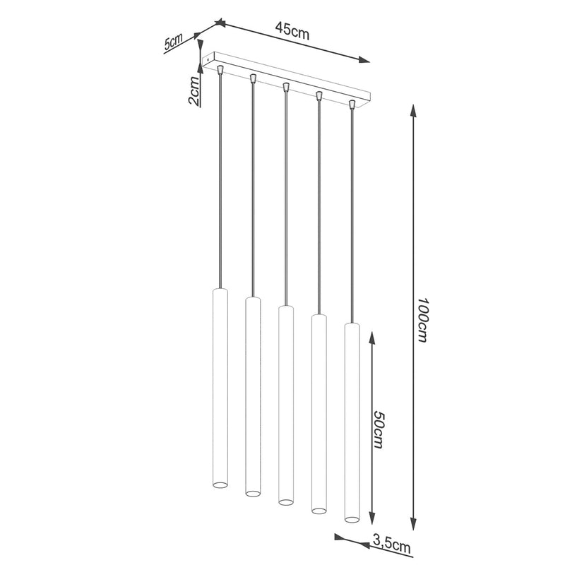 Dimensions Lámpara colgante de madera Halo 5L