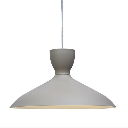 Suspension Hanover gris clair en fer, abat-jour large Ø40 cm, câble textile