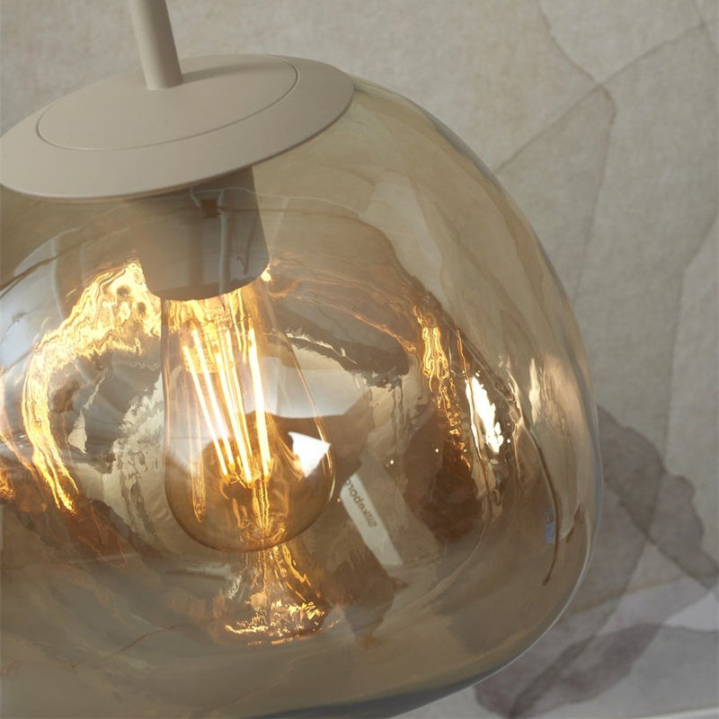 Dimensions Suspension Helsinki Verre Ambre Galet 26 cm
