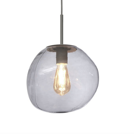 Suspension Helsinki verre galet gris clair complète sur fond blanc