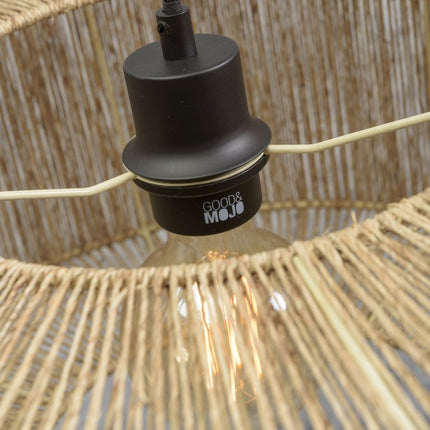 Suspension Iguazu jute naturel avec câble textile noir réglable en hauteur