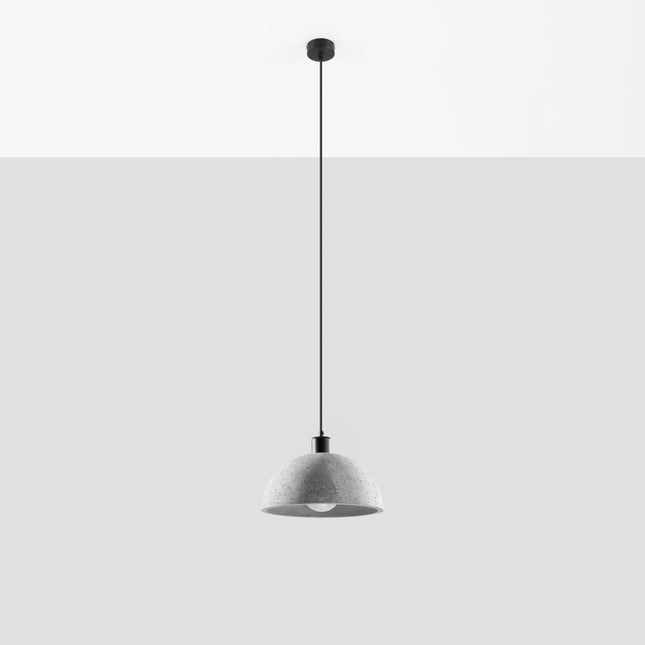 Suspension Indigo en béton fixée au plafond, câble noir, éteinte