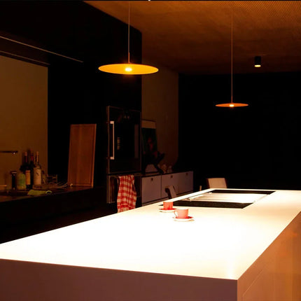 Suspension italienne circulaire LED plate finition blanche