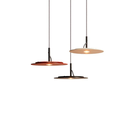 Suspension italienne circulaire LED plate finition rouge