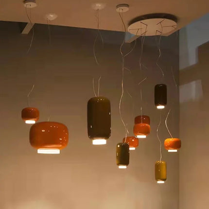 Suspension italienne en verre diffusant une lumière chaude