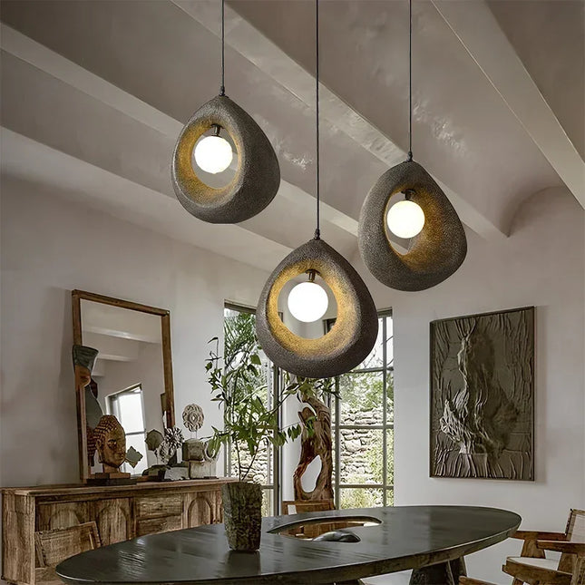 Suspension japonaise pendentif éclairant une table à manger zen