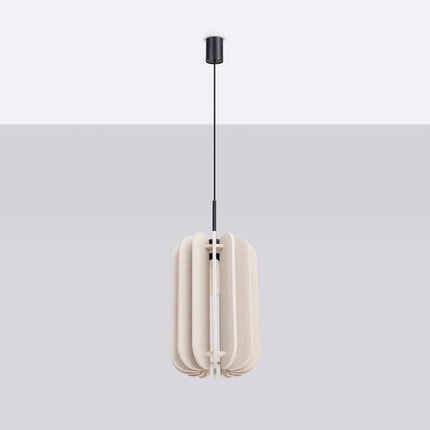 suspension lamelles de feutre 27 cm beige et noir, vue en situation