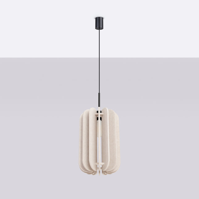 suspension lamelles de feutre 27 cm beige et noir, vue en situation