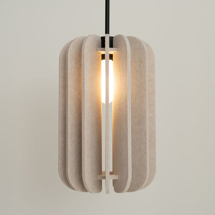suspension lamelles de feutre 27 cm beige et noir, mécanisme de montage