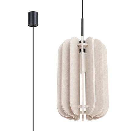 suspension lamelles de feutre 27 cm beige et noir, vue produit