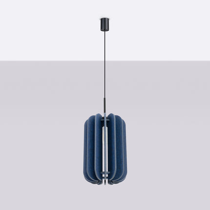 suspension lamelles de feutre 27 cm bleu marine et noir, vue en situation