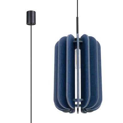 suspension lamelles de feutre 27 cm bleu marine et noir, vue produit