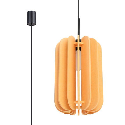 suspension lamelles de feutre 27 cm jaune et noir, vue produit